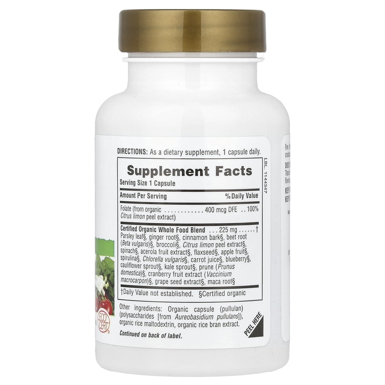 NaturesPlus, Source of Life®, Garden, фолат, 60 веганских капсул