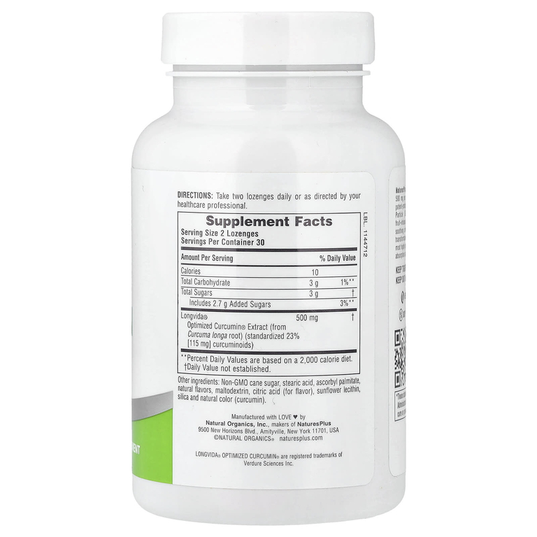 NaturesPlus, PRO longvìda® леденцы с куркумином, 60 пастилок (250 мг на пастилку)