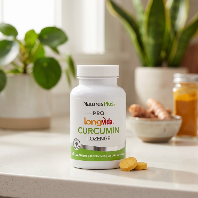 NaturesPlus, PRO longvìda® леденцы с куркумином, 60 пастилок (250 мг на пастилку)