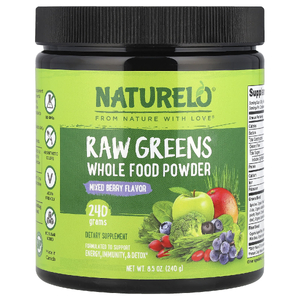 NATURELO, порошок из цельной необработанной зелени, с ягодным вкусом, 240 г (8,5 унции)