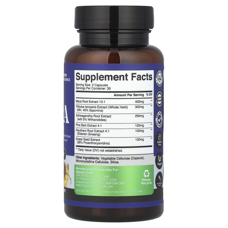 Nature's Craft, Men's Wellness, комплекс из корня маки, 60 капсул