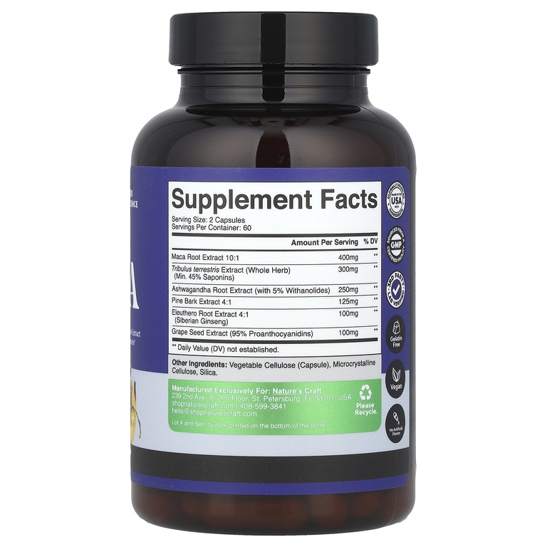 Nature's Craft, Men's Wellness, комплекс из корня маки, 120 капсул