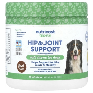 Nutricost, Pets, для поддержки бедер и суставов, для собак, говядина, 60 жевательных таблеток, 180 г (6,4 унции) (Товар снят с продажи) 