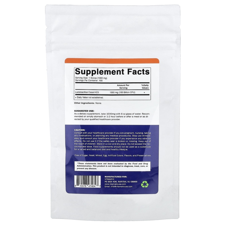 Vitamatic, лактобактерии казеи (Lactobacillus casei), 100 г (3,5 унции)