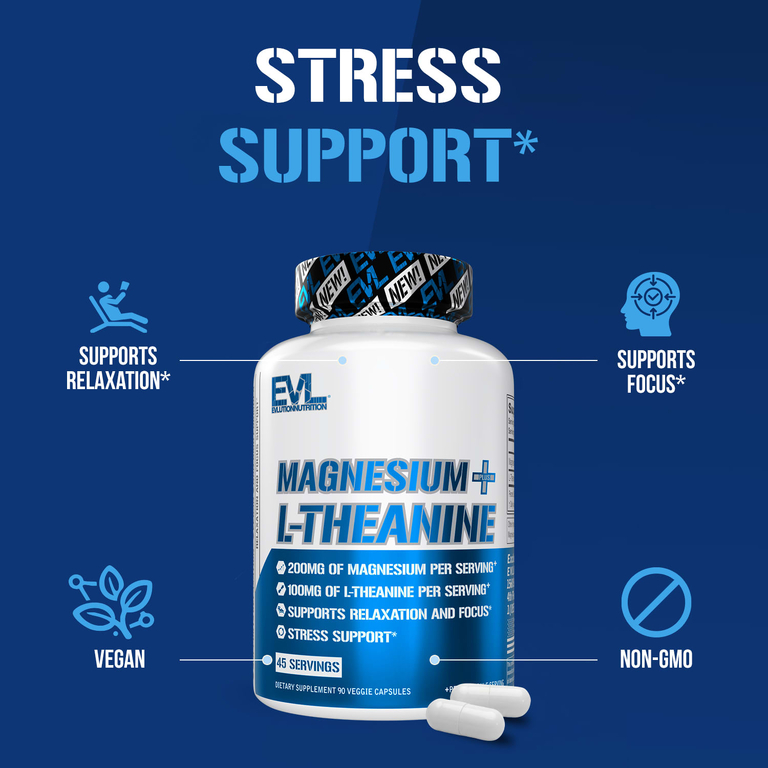 EVLution Nutrition, Магний плюс L-теанин, 90 растительных капсул