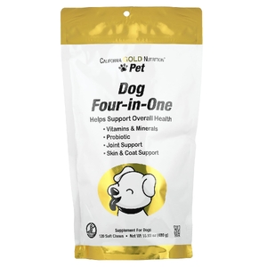 California Gold Nutrition, Pet, добавка 4 в 1 для собак, 120 жевательных таблеток, 480 г (16,93 унции)