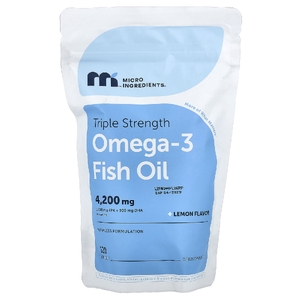 Micro Ingredients, омега-3, рыбий жир, тройная сила, лимон, 120 капсул (1400 мг в каждой)