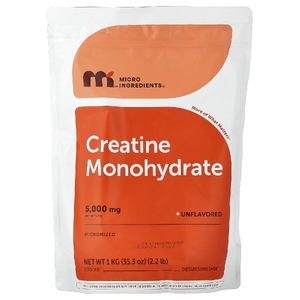 Micro Ingredients, Моногидрат креатина, без добавок, 1 кг (2,2 фунта)
