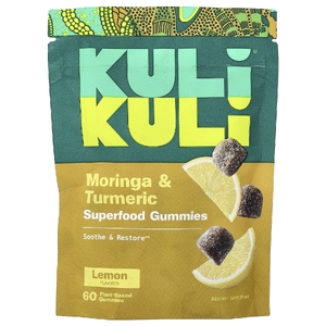Kuli Kuli, жевательные таблетки с суперфудами, моринга и куркума, лимон, 60 растительных жевательных таблеток
