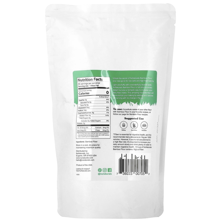 NuNaturals, Бамбуковая мука, 340 г (12 унций)