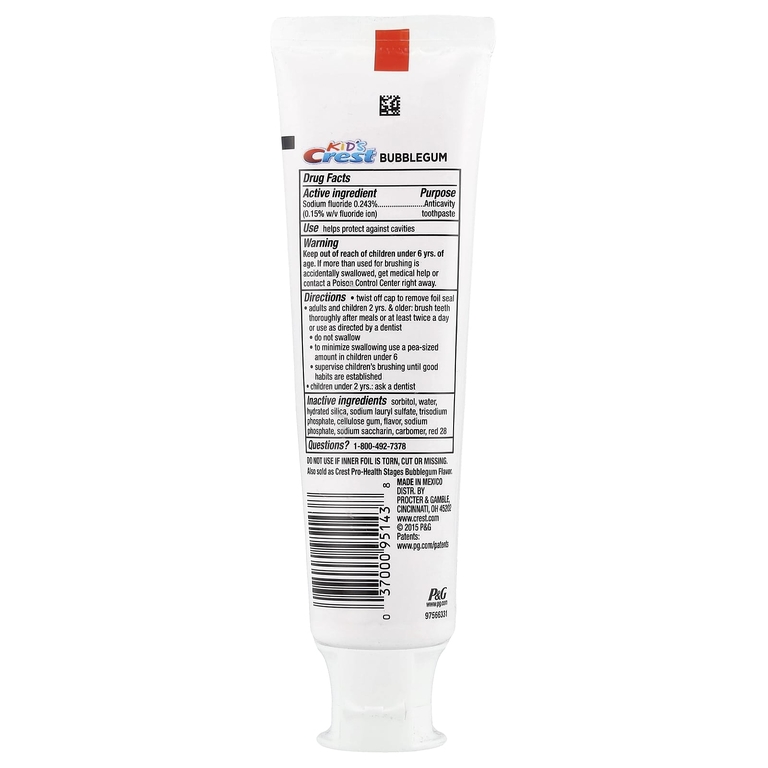 Crest, Kid's, Cavity Protection, зубная паста с фтором, жевательная резинка, 119 г (4,2 унции) (Товар снят с продажи) 