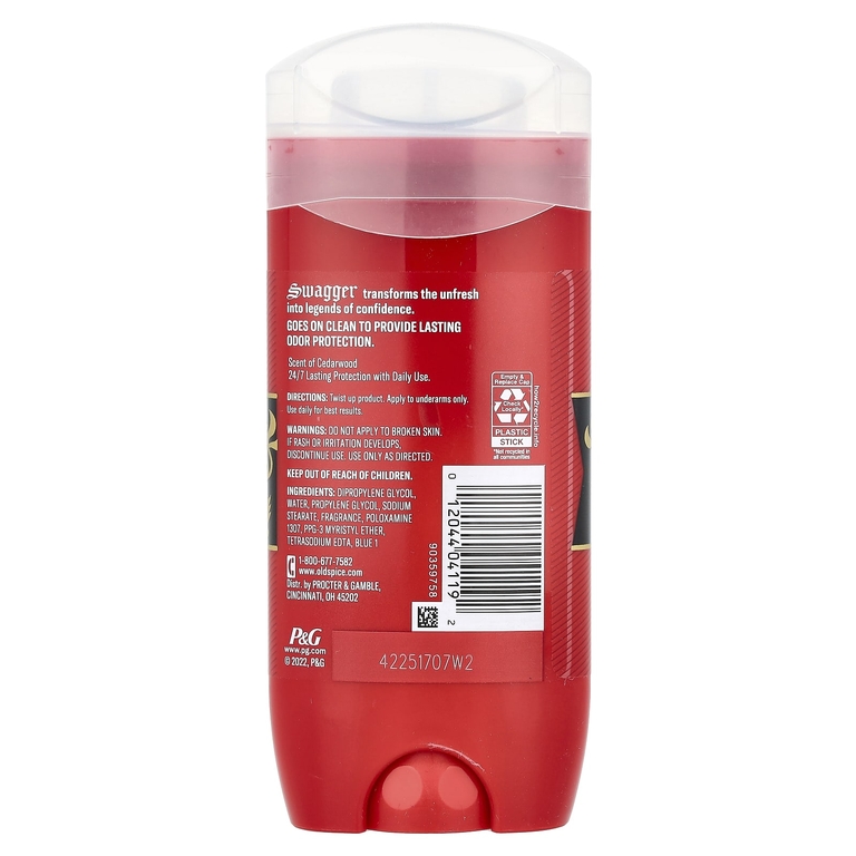 Old Spice, Swagger, дезодорант, кедр, 107 г (3,8 унции)