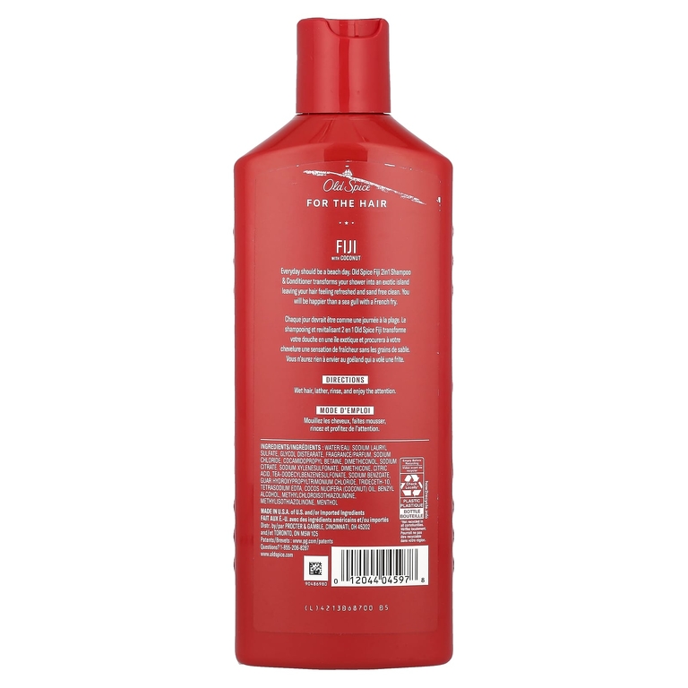 Old Spice, Шампунь и кондиционер 2 в 1, Fiji с кокосом, 400 мл (13,5 жидк. Унции)