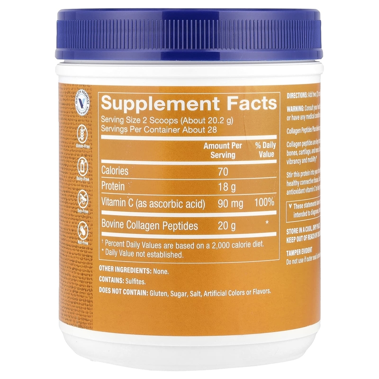 The Vitamin Shoppe, Collagen Peptides Plus, без добавок, 564,2 г (20 унций) (Товар снят с продажи) 