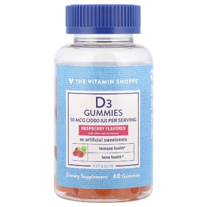 The Vitamin Shoppe, Жевательные мармеладки с витамином D3, малина, 60 жевательных мармеладок (25 мкг в 1 жевательной мармеладке) (Товар снят с продажи) 