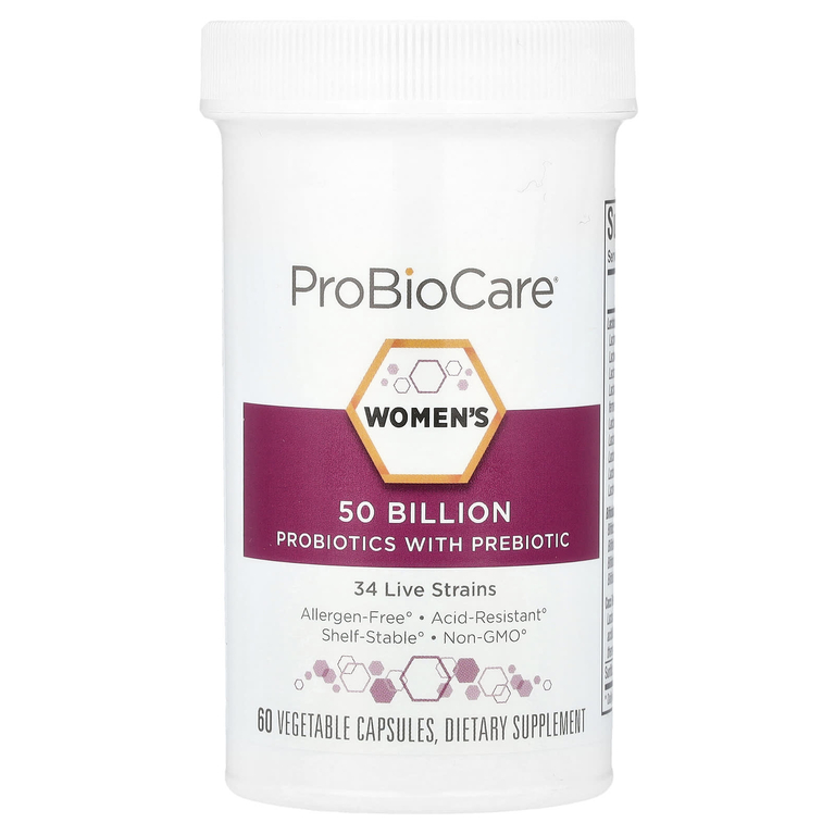 ProBioCare, Пробиотики для женщин с пребиотиками, 50 млрд, 60 растительных капсул