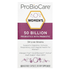 ProBioCare, Пробиотики для женщин с пребиотиками, 50 млрд, 60 растительных капсул