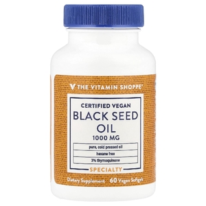 The Vitamin Shoppe, Масло черного тмина, 1000 мг, 60 веганских капсул