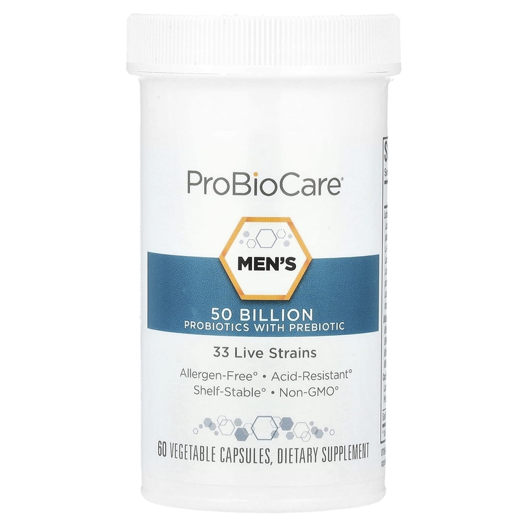 ProBioCare, пробиотики с пребиотиками для мужчин, 50 млрд, 60 растительных капсул