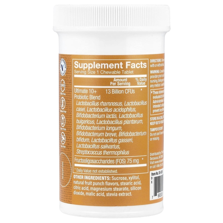 The Vitamin Shoppe, Chewable Ultimate 10+, пробиотики, фруктовый пунш, 13 млрд, 30 жевательных таблеток (Товар снят с продажи) 