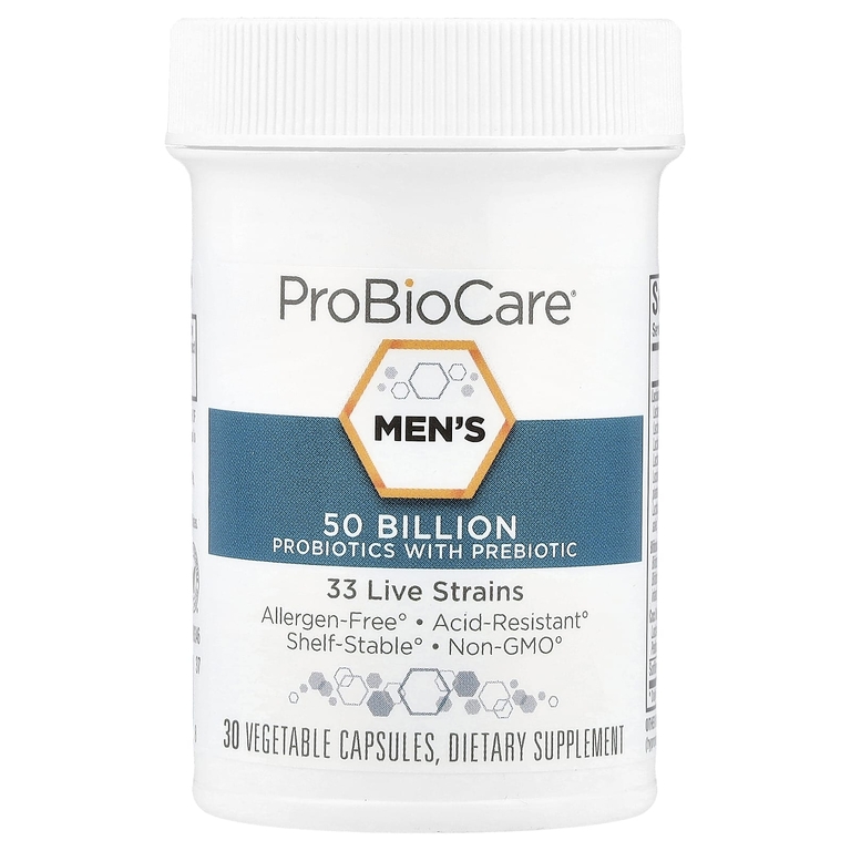 ProBioCare, пробиотики с пребиотиками для мужчин, 50 млрд, 30 растительных капсул