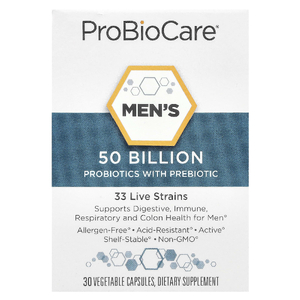 ProBioCare, пробиотики с пребиотиками для мужчин, 50 млрд, 30 растительных капсул