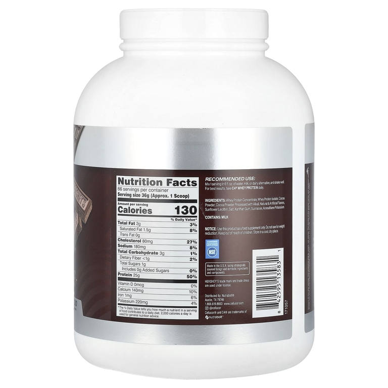 C4 / Cellucor, C4® Whey Protein, молочный шоколад Hershey, 2,38 кг (5,24 фунта)