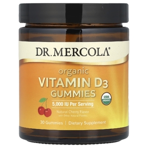 Dr. Mercola, Органический витамин D3 в жевательных таблетках, натуральная вишня, 125 мкг (5000 МЕ), 30 жевательных таблеток (Товар снят с продажи) 