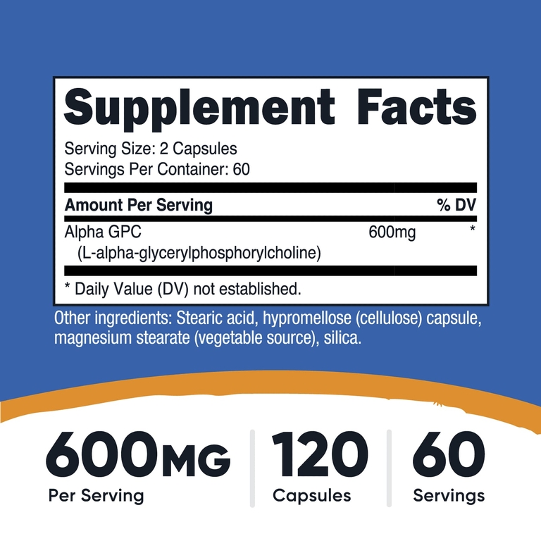 Nutricost, Alpha GPC, 120 капсул (300 мг в 1 капсуле)