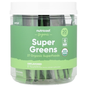 Nutricost, Органическая суперзеленая, без добавок, 20 пакетиков по 10 г (0,36 унции) (Товар снят с продажи) 