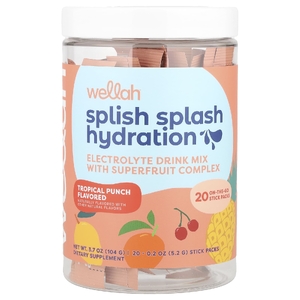 Wellah, Splish Splash Hydration, тропический пунш, 20 пакетиков по 5,2 г (0,2 унции) (Товар снят с продажи) 