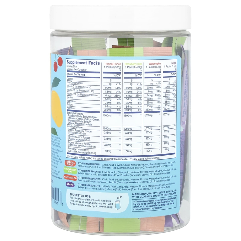 Wellah, Splish Splash Hydration, разнообразные, 20 пакетиков по 4,9–5,2 г (0,2 унции)