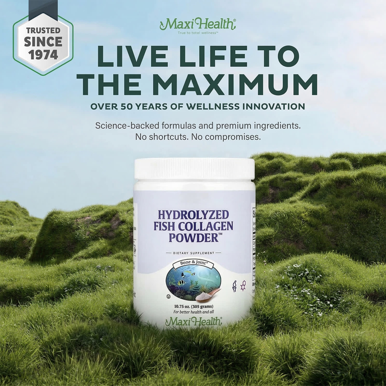 Maxi Health, Hydrolyzed Fish Collagen Powder™, гидролизованный рыбий коллаген, 305 г (10,75 унции)