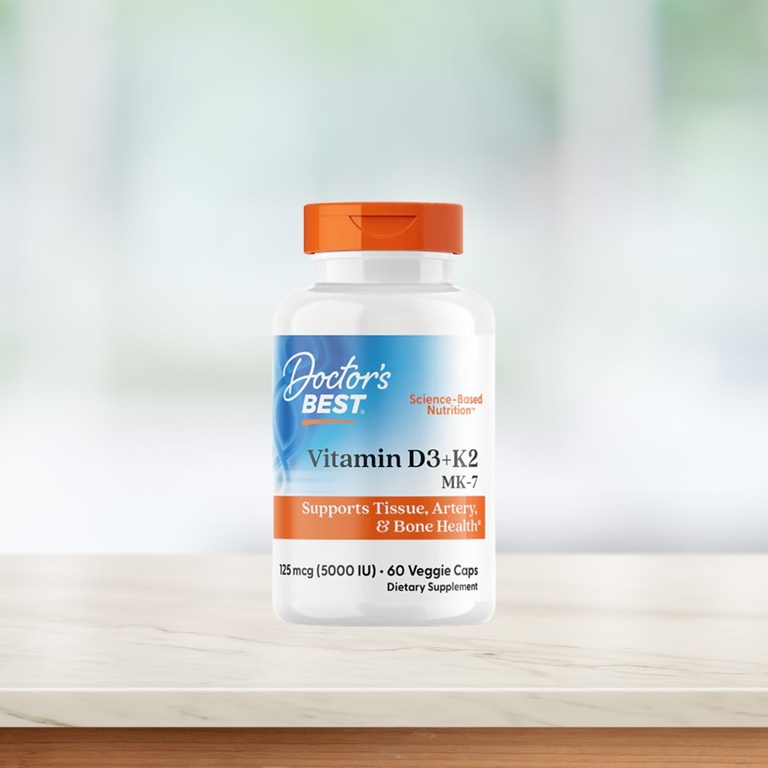 Doctor's Best, Витамин D3 + K2, МК-7, 60 растительных капсул