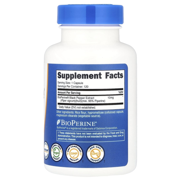 Nutricost, Bioperine®, 10 мг, 120 капсул