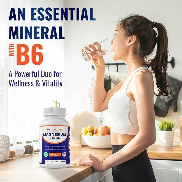 Vitamatic, магний с витамином B6, 180 вегетарианских таблеток