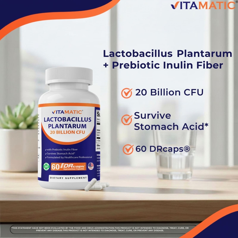 Vitamatic, Lactobacillus plantarum, 60 капсул с гипромеллозой DRcaps®