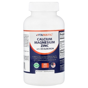 Vitamatic, Кальций, магний, цинк с D3 и бором, 365 покрытых таблеток