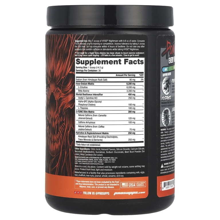 ProSupps, HYDE® Nightmare, интенсивная энергия перед тренировкой, апельсиновый сок, 425,1 г (15 унций)