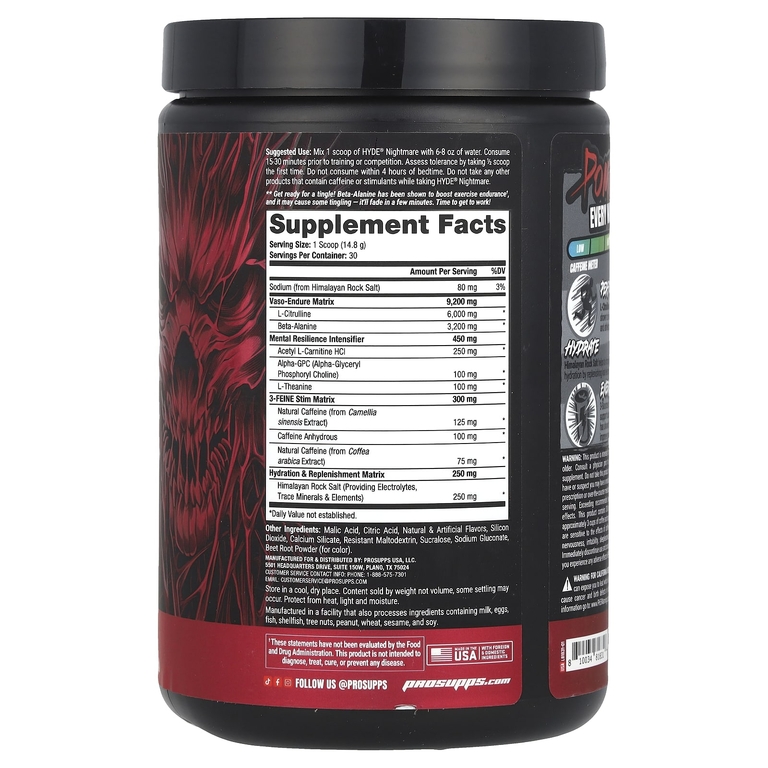 ProSupps, HYDE® Nightmare, интенсивная энергия перед тренировкой, плод дракона, 444 г (15,7 унции)