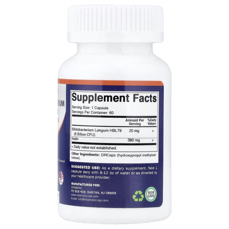 Vitamatic, бифидобактерии лонгум (Bifidobacterium Longum), 60 DRcaps®