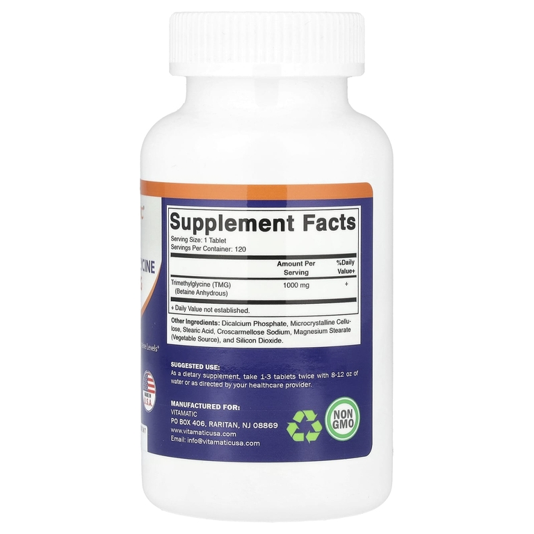 Vitamatic, TMG, 1000 мг, 120 таблеток
