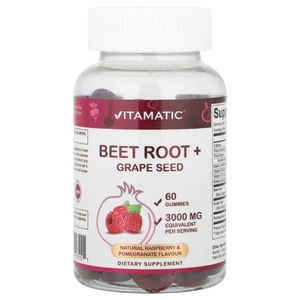 Vitamatic, Жевательные мармеладки из свеклы и виноградных косточек, натуральная малина и гранат, 60 жевательных таблеток (Товар снят с продажи) 