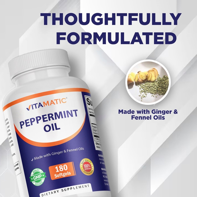Vitamatic, Масло перечной мяты, 180 капсул