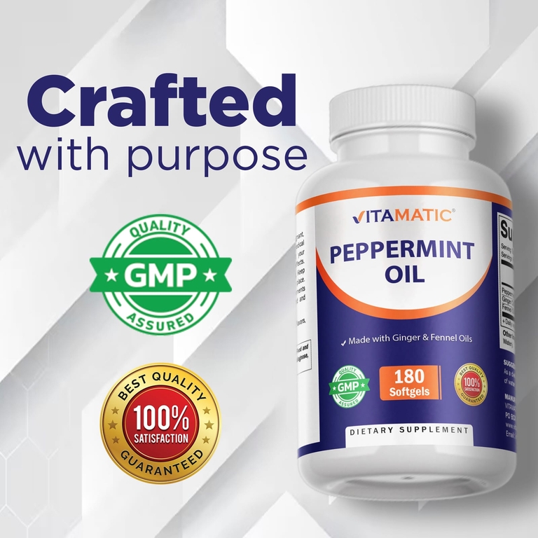 Vitamatic, Масло перечной мяты, 180 капсул