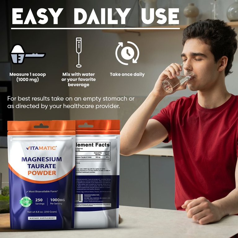 Vitamatic, Порошок таурата магния, 250 г (8,8 унции)