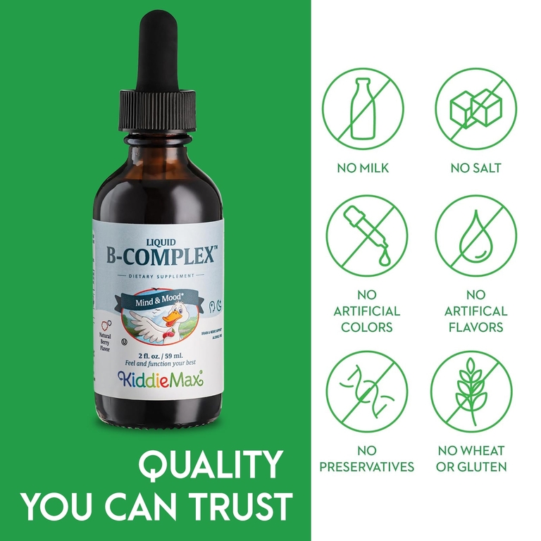 Maxi Health, KiddieMax® Liquid B-Complex ™, натуральные ягоды, 59 мл (2 жидк. Унции)