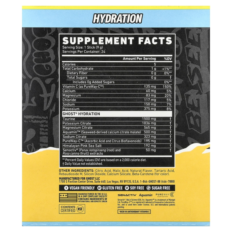 Ghost, Hydration Electrolytes+, лимонная давка, 24 таблетки, 9 г (0,32 унции) каждая
