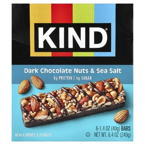 KIND Bars, Протеиновые батончики, темный шоколад, орехи и морская соль, 6 батончиков по 40 г (1,4 унции)