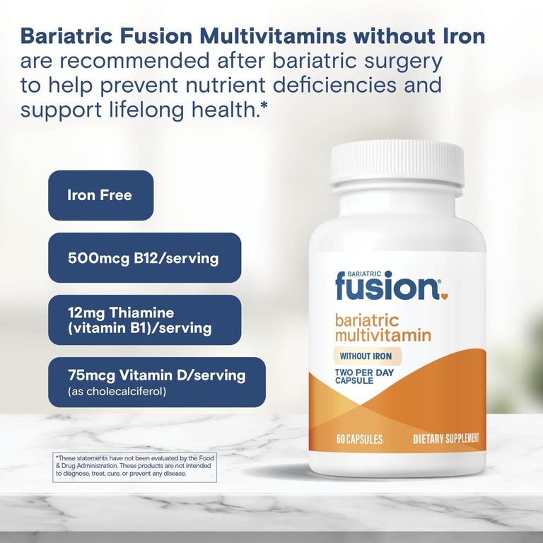 Bariatric Fusion, мультивитамины без железа, 60 капсул